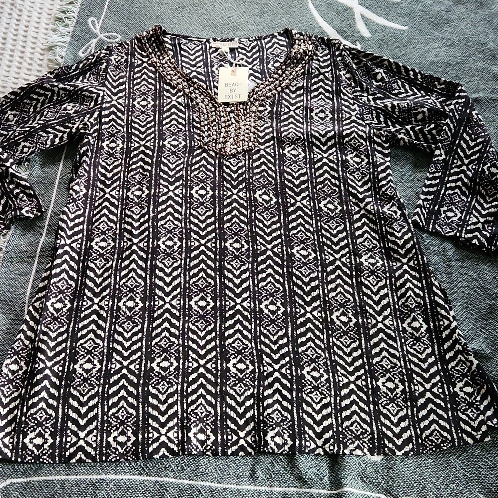 Beach Cover up or just beautiful shirt Bohemian beach Tunic beaded - Picture 4 of 8